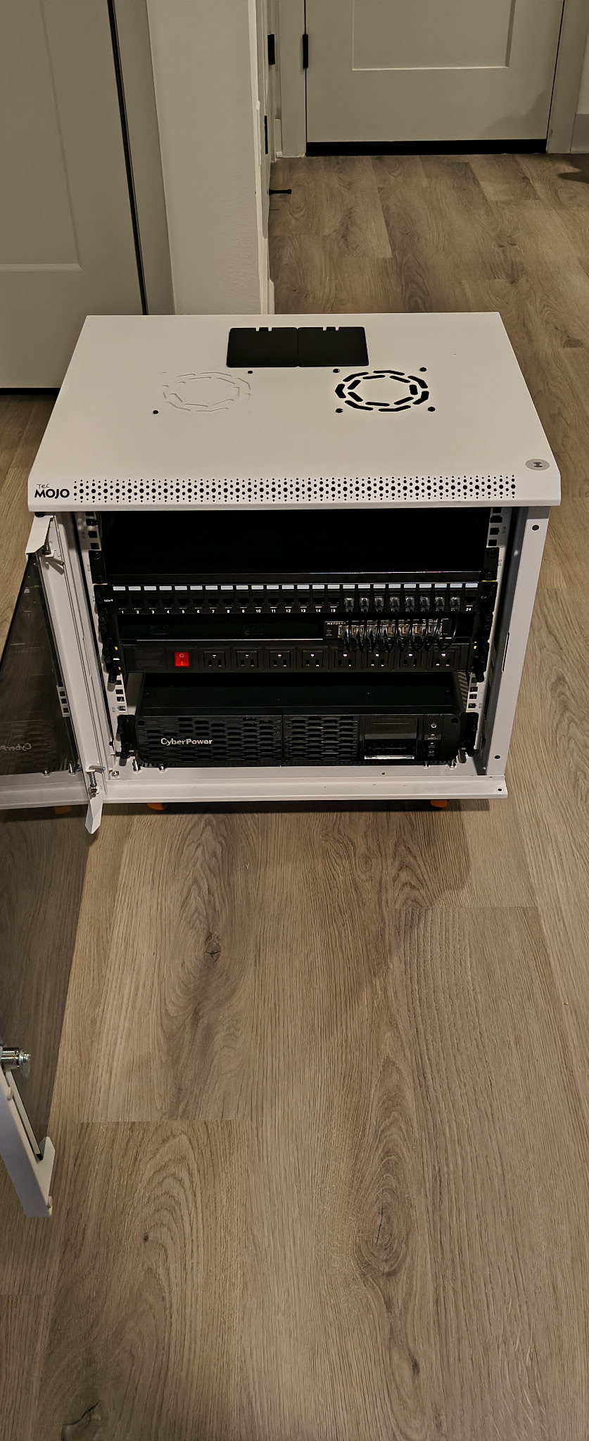 Our server rack — front view of the physical infrastructure our applications run on.